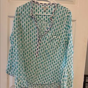 J. crew Women's Blue Thistle Patterned Blouse